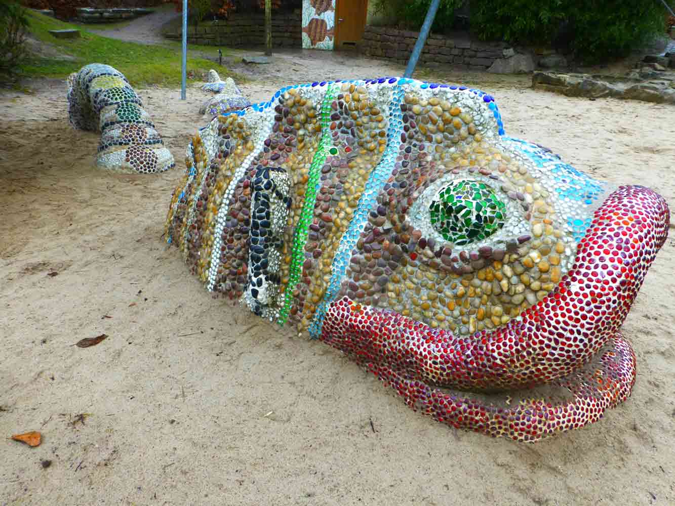 Mosaikskulptur Drache - Fisch